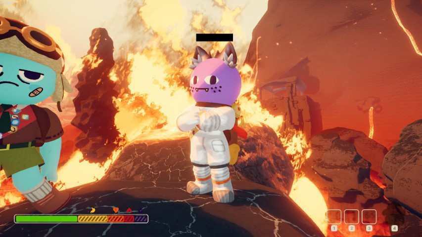 screenshot from inside the level Caldera in the videogame PEAK
